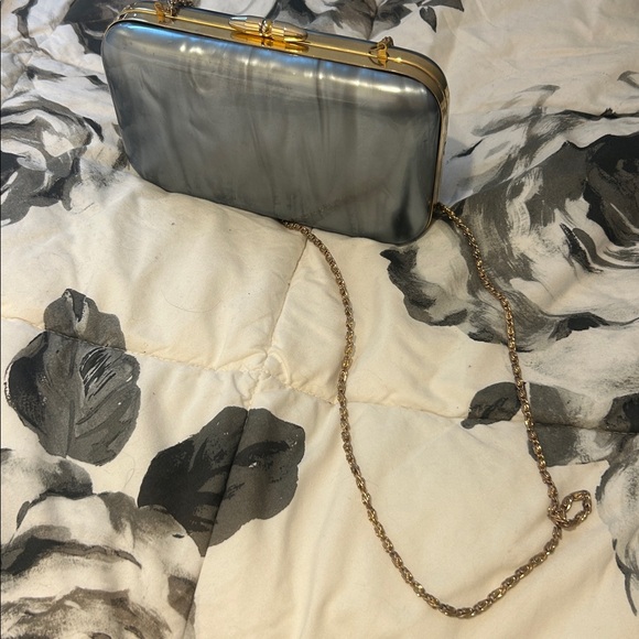 Non Signe Vintage Grey Iridescent Acrylic Kiss-Lock Clutch/ Shoulder Bag